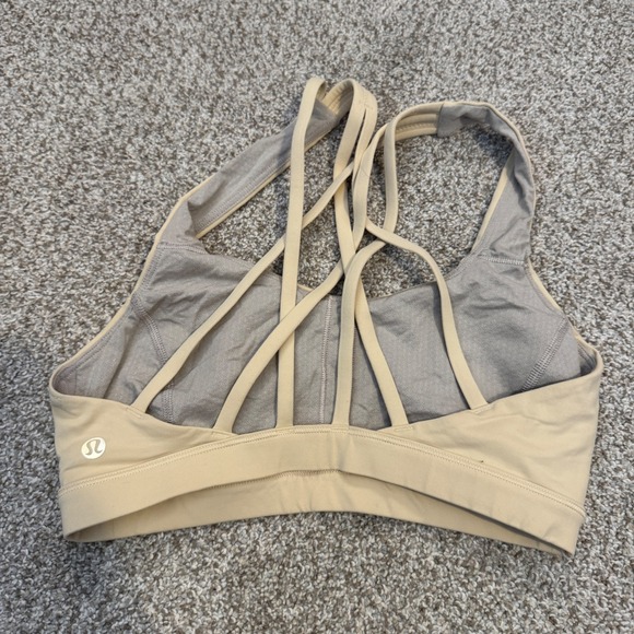 Lululemon Free To Be Serene Bra Yellow Beige Strappy Back Size 4 LW2AJ8S C/D Cup - Picture 2 of 4